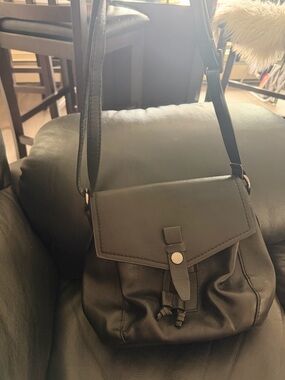 Hilary Radley Black Leather Crossbody Bag